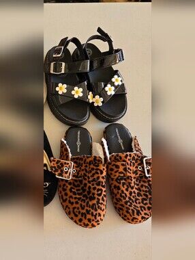 Girls Daisy Platform Sandals and Leopard Clog Mules